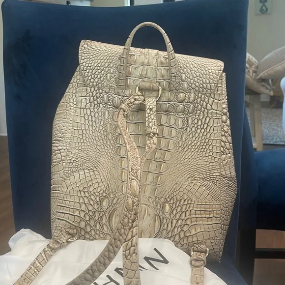 Brahmin Sadie Tan Crocodile Embossed Backpack - Picture 6 of 6